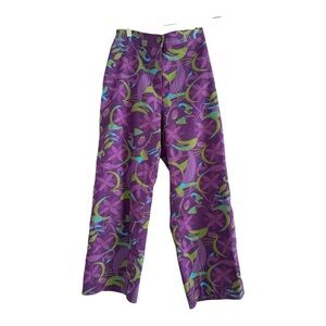 MIRETTE Women’s Purple Floral Tropical Cotton/Polyester Pants Slacks-Size 8‎
